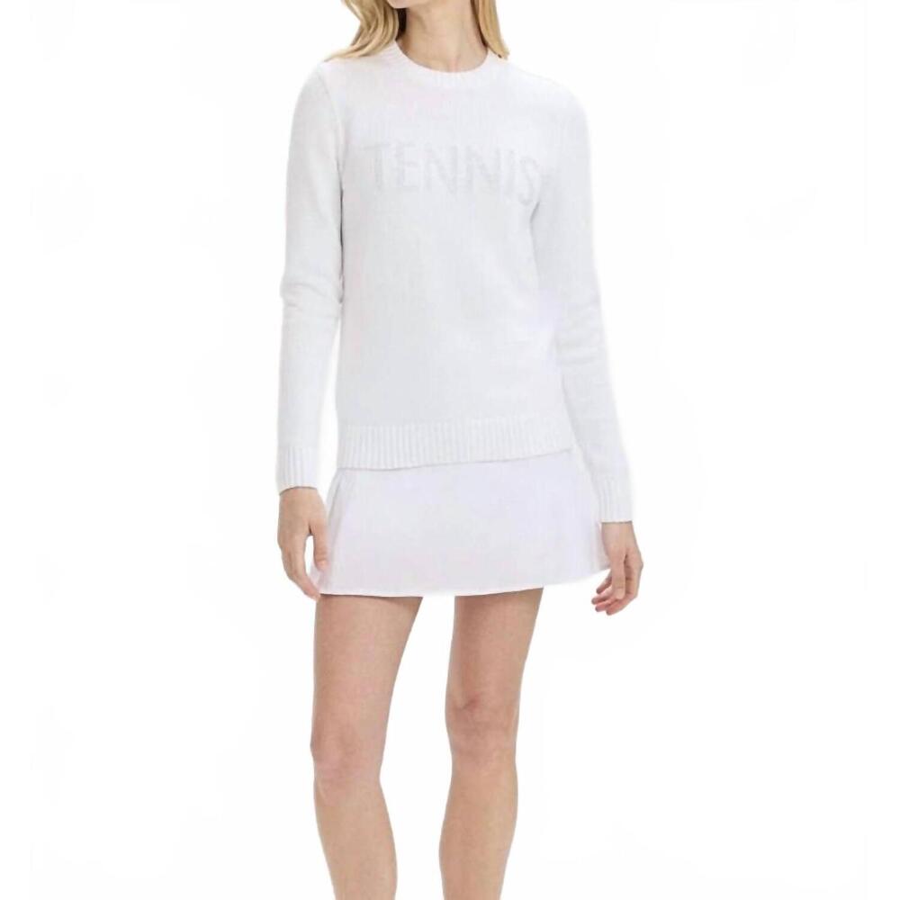 NEW RENWICK tennis tonal sweater in white